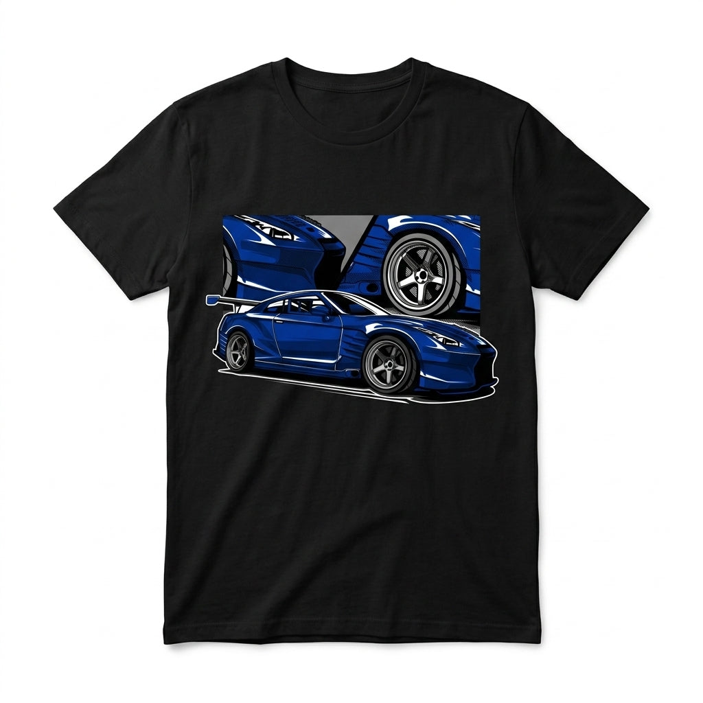 Nissan GT-R Bayside Blue Track Day Racing Graphic T-Shirt