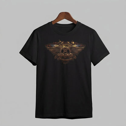 Aerosmith Classic Winged Logo Metallic Crest Graphic T-Shirt