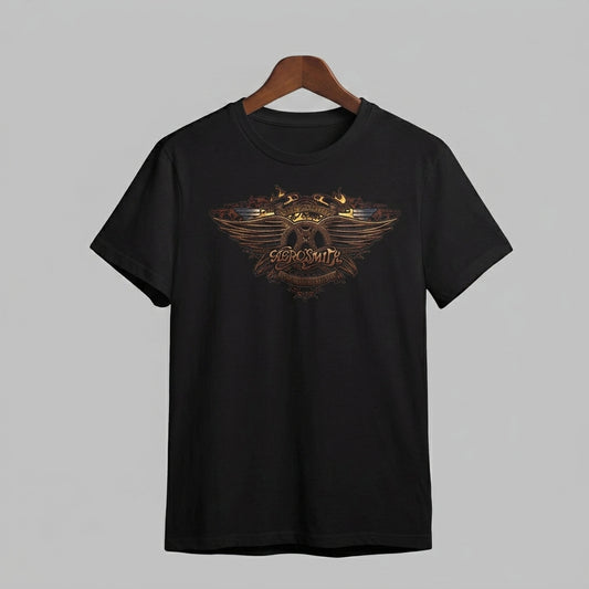 Aerosmith Classic Winged Logo Metallic Crest Graphic T-Shirt