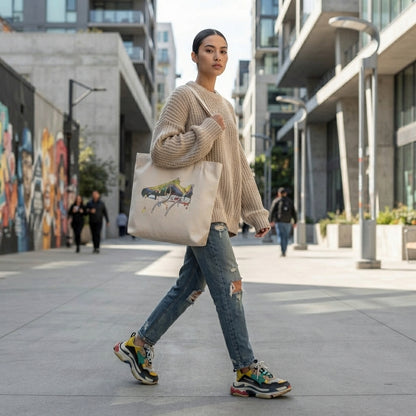 "Urban Drip" Colorful Dripping Sneaker Art Canvas Tote Bag