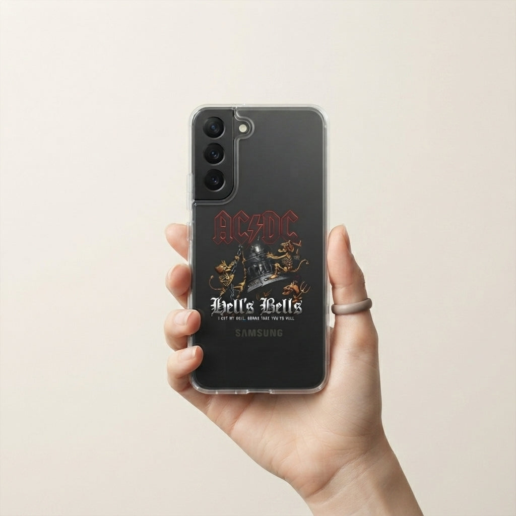 Samsung Clear Phone Case - AC/DC Hells Bells Rock Band Graphic Cover