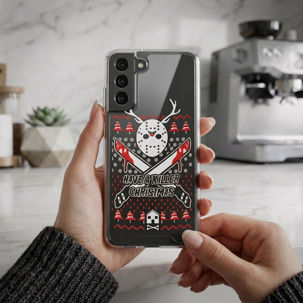 Have a Killer Christmas Horror Hockey Mask Clear Case for Samsung Galaxy | Festive Phone Cover