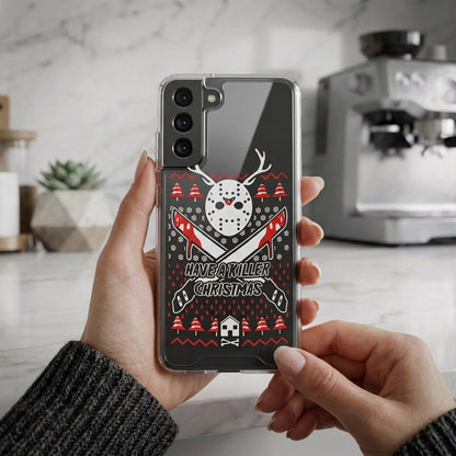 Have a Killer Christmas Horror Hockey Mask Clear Case for Samsung Galaxy | Festive Phone Cover