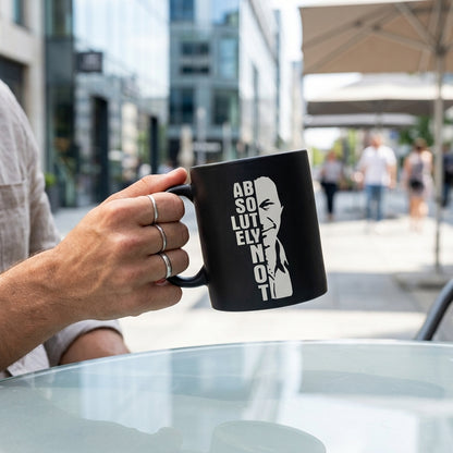 Imran Khan Absolutely Not Vertical Typography Black Ceramic Mug - Bold Face Silhouette Political Statement Coffee Cup (11oz)