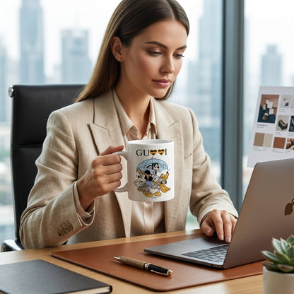 Retro Cartoon Squad Graphic Ceramic Coffee Mug – Trendy Classic Character Art Tea Cup & Unique Birthday Gift