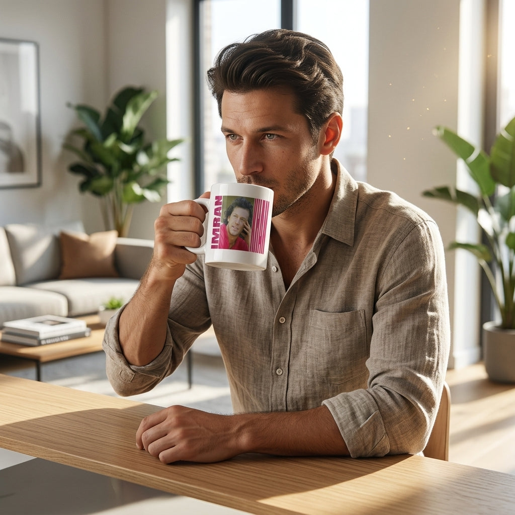 Vintage Imran Khan Typography Graphic Ceramic Cup – High-Quality Printed Tea & Coffee Drinkware