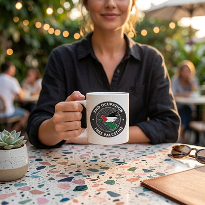 End Occupation Free Palestine Peace Dove White Ceramic Coffee Mug - Meaningful Peace Emblem Graphic Drinkware Cup (11oz)End Occupation Free Palestine Peace Dove White Ceramic Coffee Mug - Meaningful Peace Emblem Graphic Drinkware Cup (11oz)