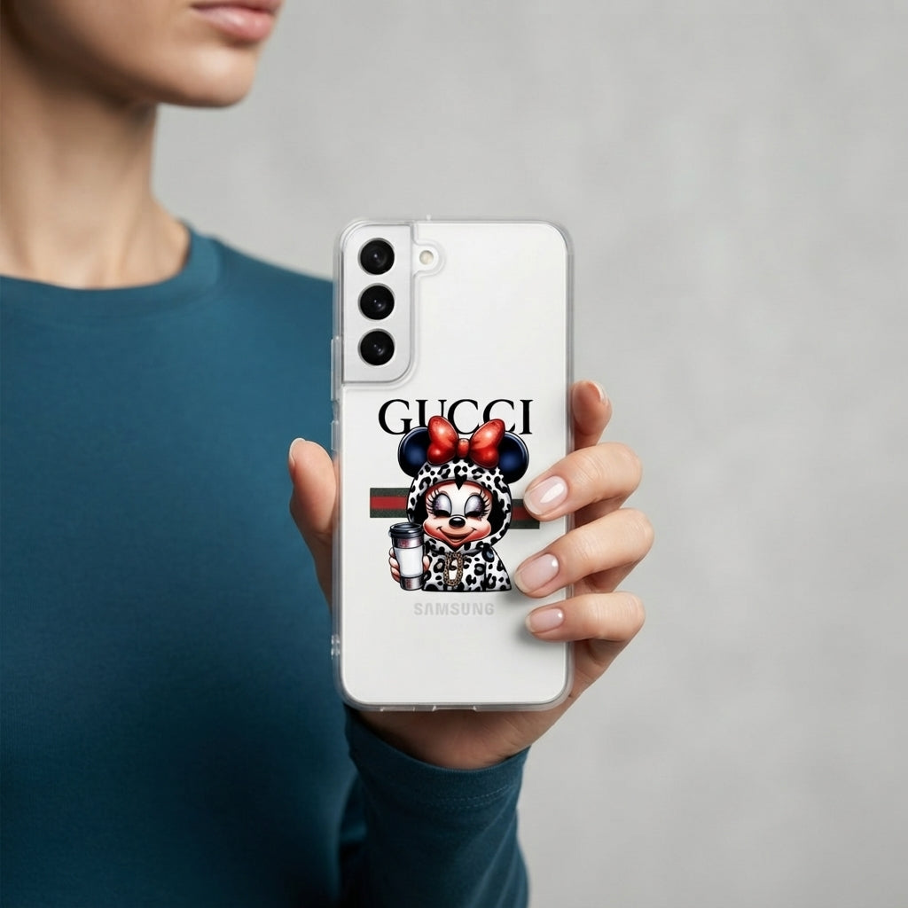 Leopard Hoodie Minnie Mouse Coffee Break Clear Case for Samsung Galaxy