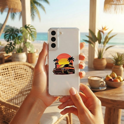 Retro Synthwave Sunset Vintage Hatchback Car Phone Case – Clear Protection