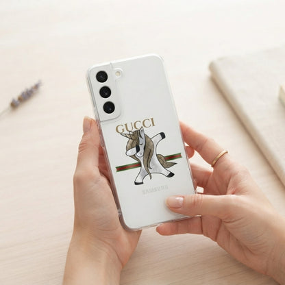Dabbing Unicorn Designer Monogram Clear Case for Samsung Galaxy