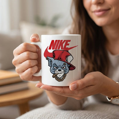 Edgy Streetwear Cat Graphic Ceramic Mug 11oz