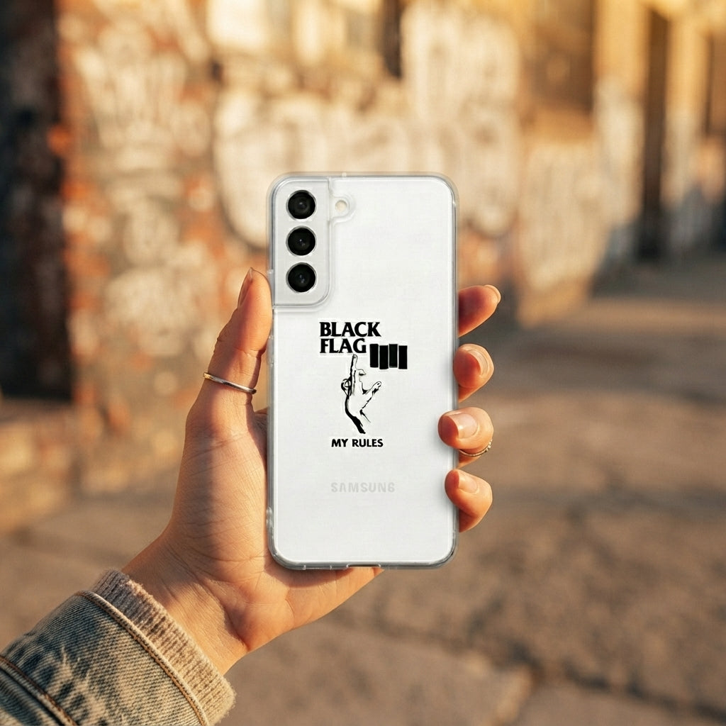 Black Flag "My Rules" Punk Rock Clear Phone Case – Classic Band Graphic Cover