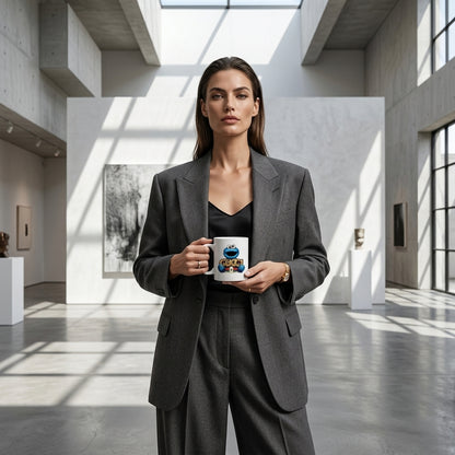 Funny Blue Cookie Monster Streetwear Graphic Ceramic Coffee Mug – Trendy Luxury Style Character Art Tea Cup & Unique Birthday Gift