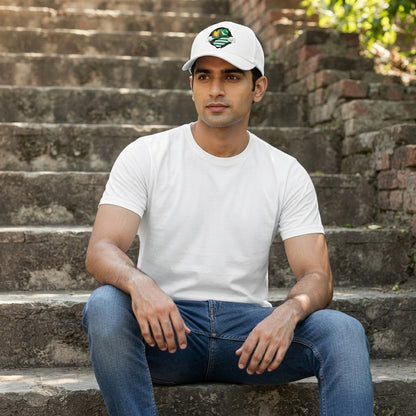 Kashmir Flag Ripped Chest Graphic Baseball Cap - Azad Kashmir Emblem Cap (White)