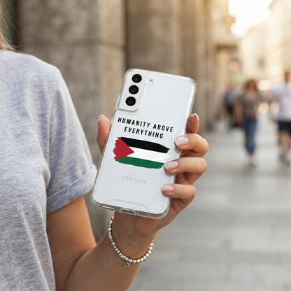 Samsung Clear Phone Case - Humanity Above Everything Palestine Flag Graphic Cover