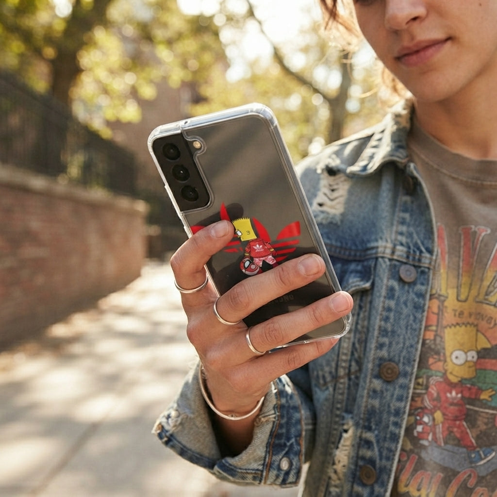 Red Bart Simpson x Adidas Clear Phone Case for Samsung Galaxy