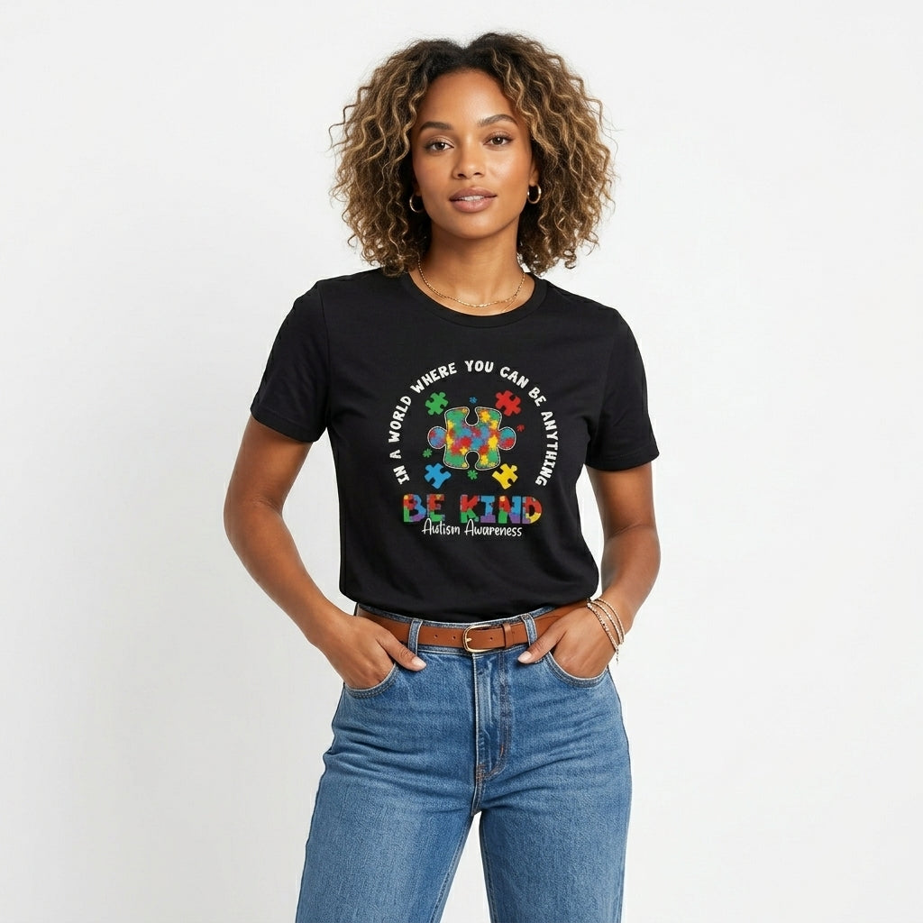 In a World Where You Can Be Anything Be Kind Autism T-Shirt
