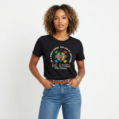 In a World Where You Can Be Anything Be Kind Autism T-Shirt