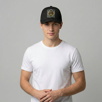 Designer GG Interlocking Diamond Emblem Graphic Baseball Cap - Luxury Fashion Cap (Black)