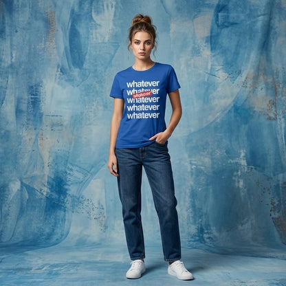 Minimalist Whatever Stacked Lettering Graphic T-Shirt - Premium Cotton Streetwear Tee in Red, Black, Blue & White (XS to 4XL)