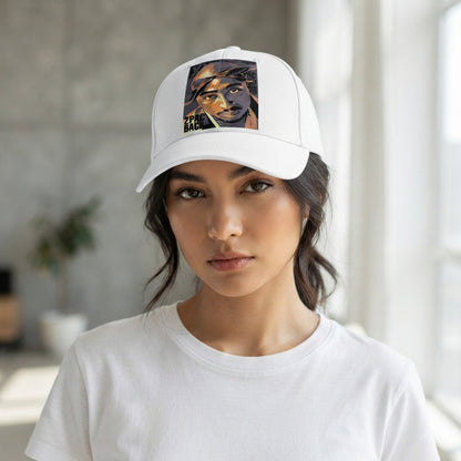 Tupac 2Pac Back Hip Hop Legend Portrait Graphic Baseball Cap - Vintage Rap Cap (White)