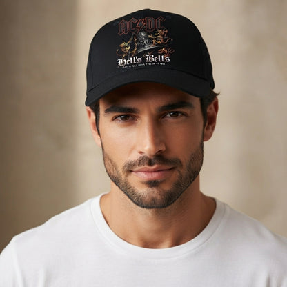 AC/DC Hells Bells Heavy Metal Band Graphic Baseball Cap - Rock Music Cap (Black)