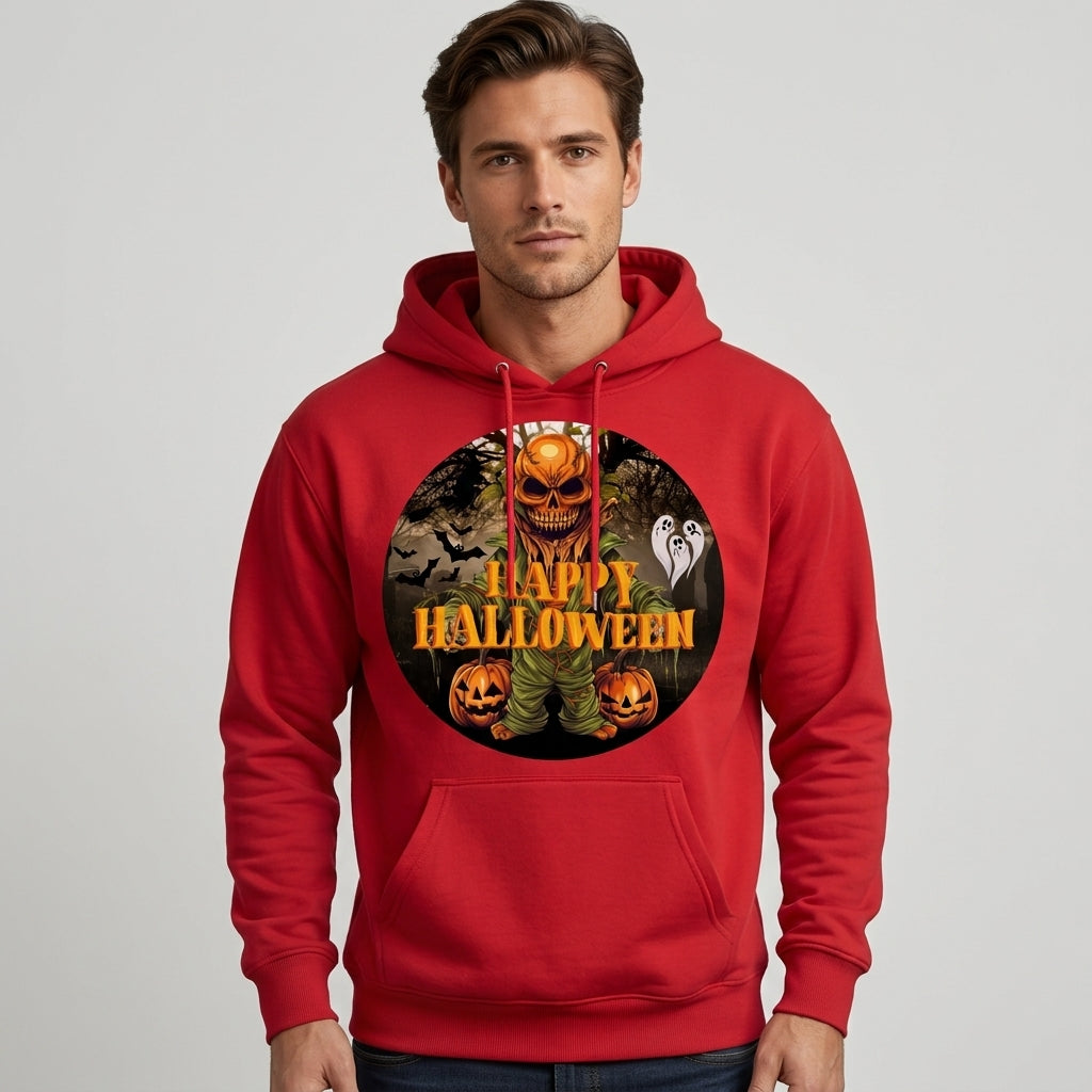 Happy Halloween Evil Pumpkin Monster Scary Bats Pullover Hoodie