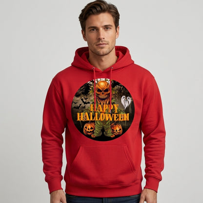 Happy Halloween Evil Pumpkin Monster Scary Bats Pullover Hoodie