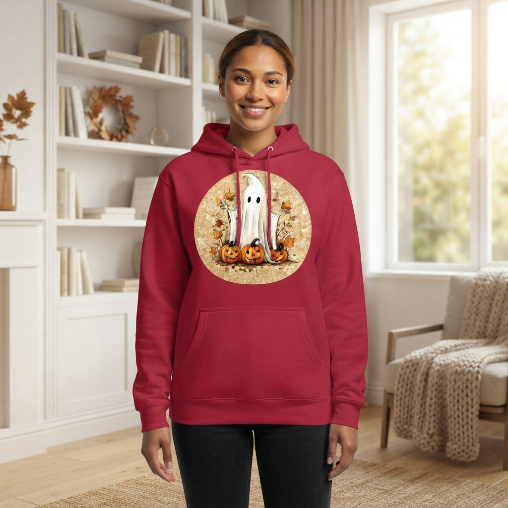 Vintage Sheet Ghost Autumn Pumpkins Fall Halloween Graphic Pullover Hoodie