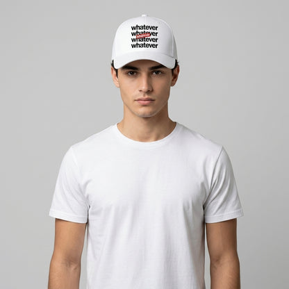 Whatever Stacked Typography Graphic Baseball Cap - Supreme Style Streetwear Cap (Black & White)