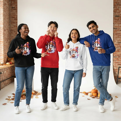 Cozy Coffee Ghost Halloween Hoodie – Cute Beanie Ghost & Pumpkin Spice Pullover