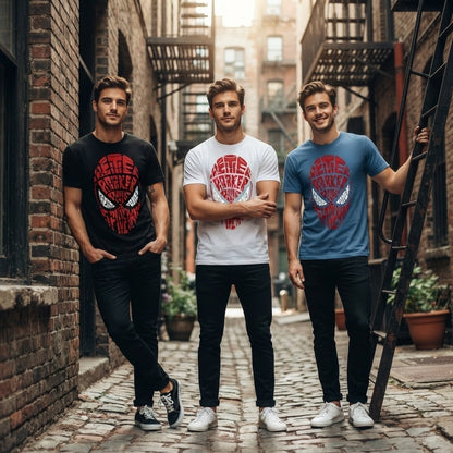 Peter Parker Typography Mask Graphic Tee – Superhero Streetwear T-Shirt