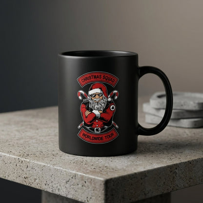 Cool "Christmas Squad Worldwide Tour" Santa Coffee Mug 11oz - Black Ceramic Tea Cup