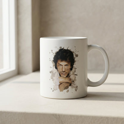Imran Khan Watercolor Portrait Graphic Ceramic Cup – High-Quality Printed Tea & Coffee Drinkware