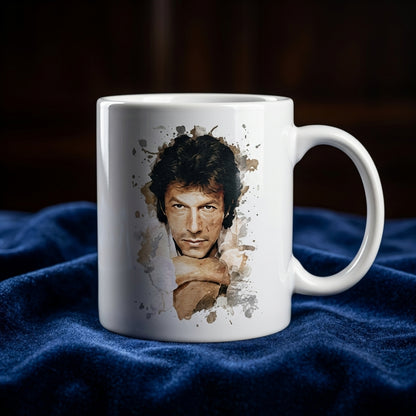 Imran Khan Watercolor Portrait Graphic Ceramic Cup – High-Quality Printed Tea & Coffee Drinkware