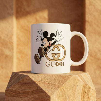 Playful Designer Mouse Graphic Ceramic Coffee Mug – Trendy Fashion Cartoon Art Tea Cup & Unique Desk Drinkware