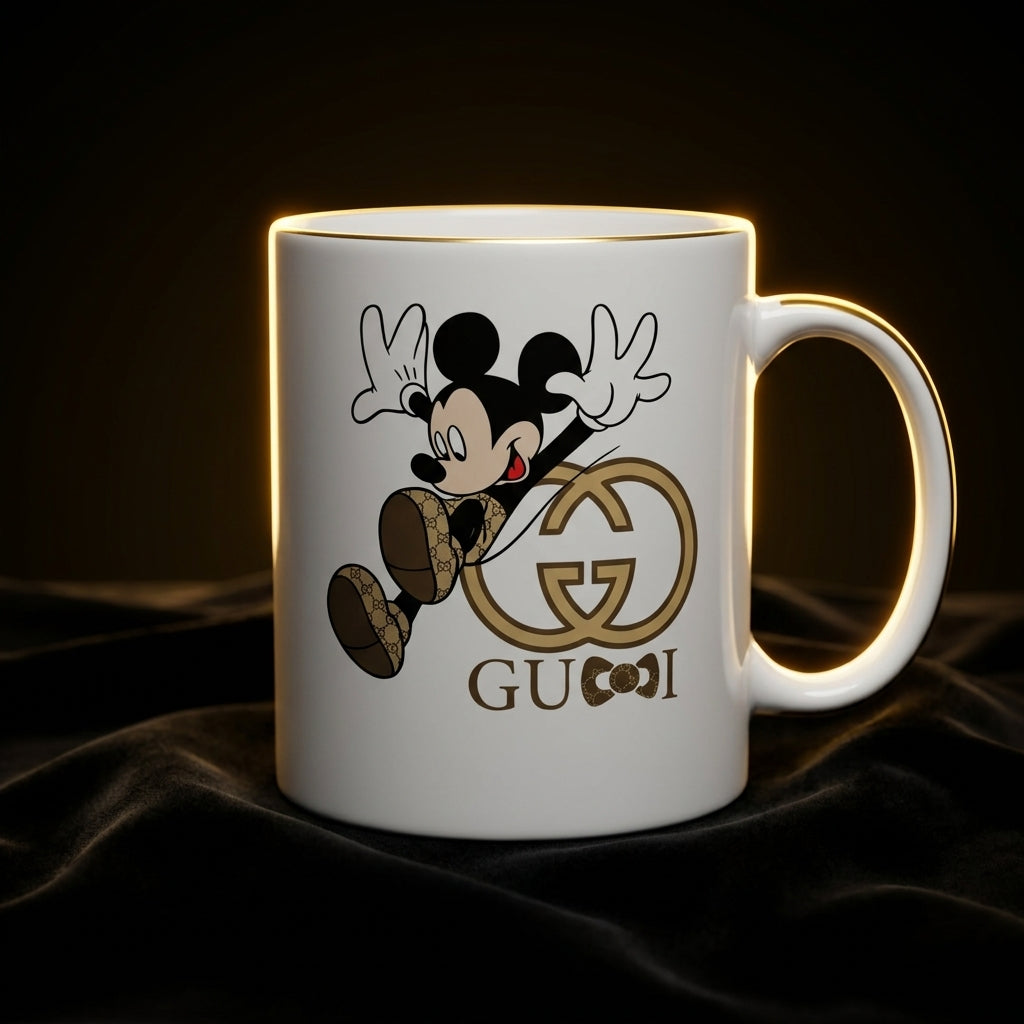 Playful Designer Mouse Graphic Ceramic Coffee Mug – Trendy Fashion Cartoon Art Tea Cup & Unique Desk Drinkware