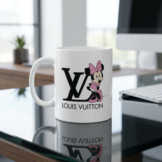 Cute Pink Minnie LV Vinyl Sticker – Waterproof Decal for Mugs, Laptops & Tumblers
