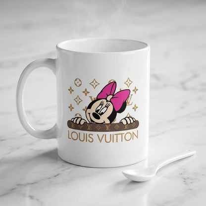 Cute Minnie Mouse Peeking Monogram Vinyl Sticker – Waterproof Decal for Mugs