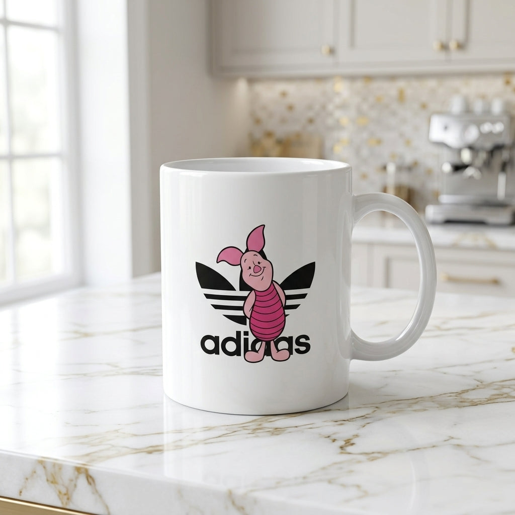 Cute Pink Piglet Cartoon Character Graphic Ceramic Coffee Mug – Cute Animal Art Tea Cup & Unique Birthday Gift