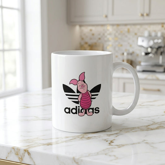 Cute Pink Piglet Cartoon Character Graphic Ceramic Coffee Mug – Cute Animal Art Tea Cup & Unique Birthday Gift