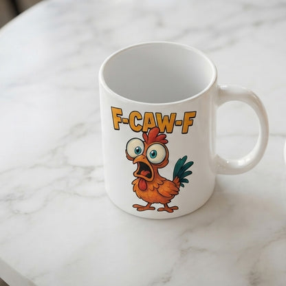F-CAW-F Wide-Eyed Chicken Mug – Bug-Eyed Cartoon Rooster Ceramic Coffee Cup, Funny Kitchen Novelty