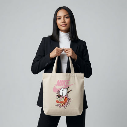 Courage the Cowardly Dog Pink Nike Swoosh Cotton Canvas Tote Bag
