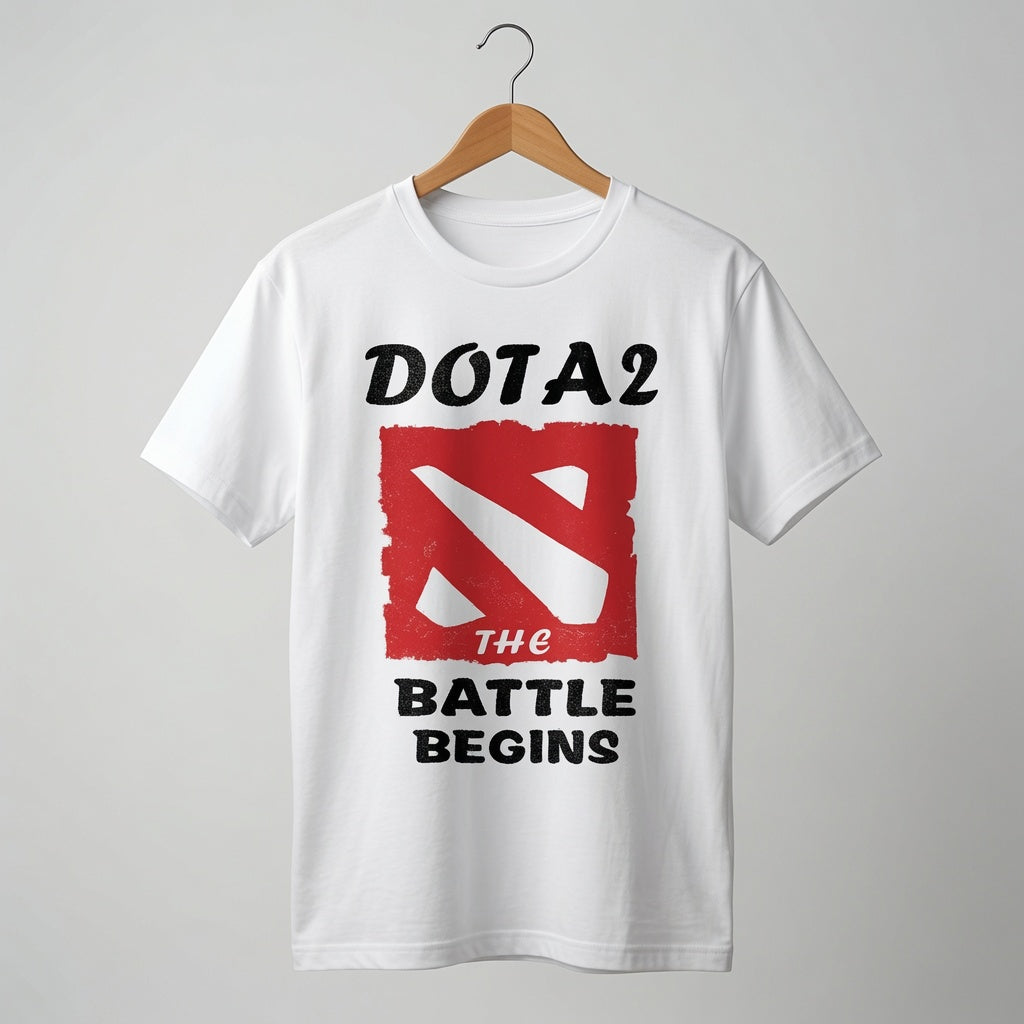 Dota 2 T-Shirt The Battle Begins Gaming Graphic Tee MOBA Gamer Gift Men's Black
