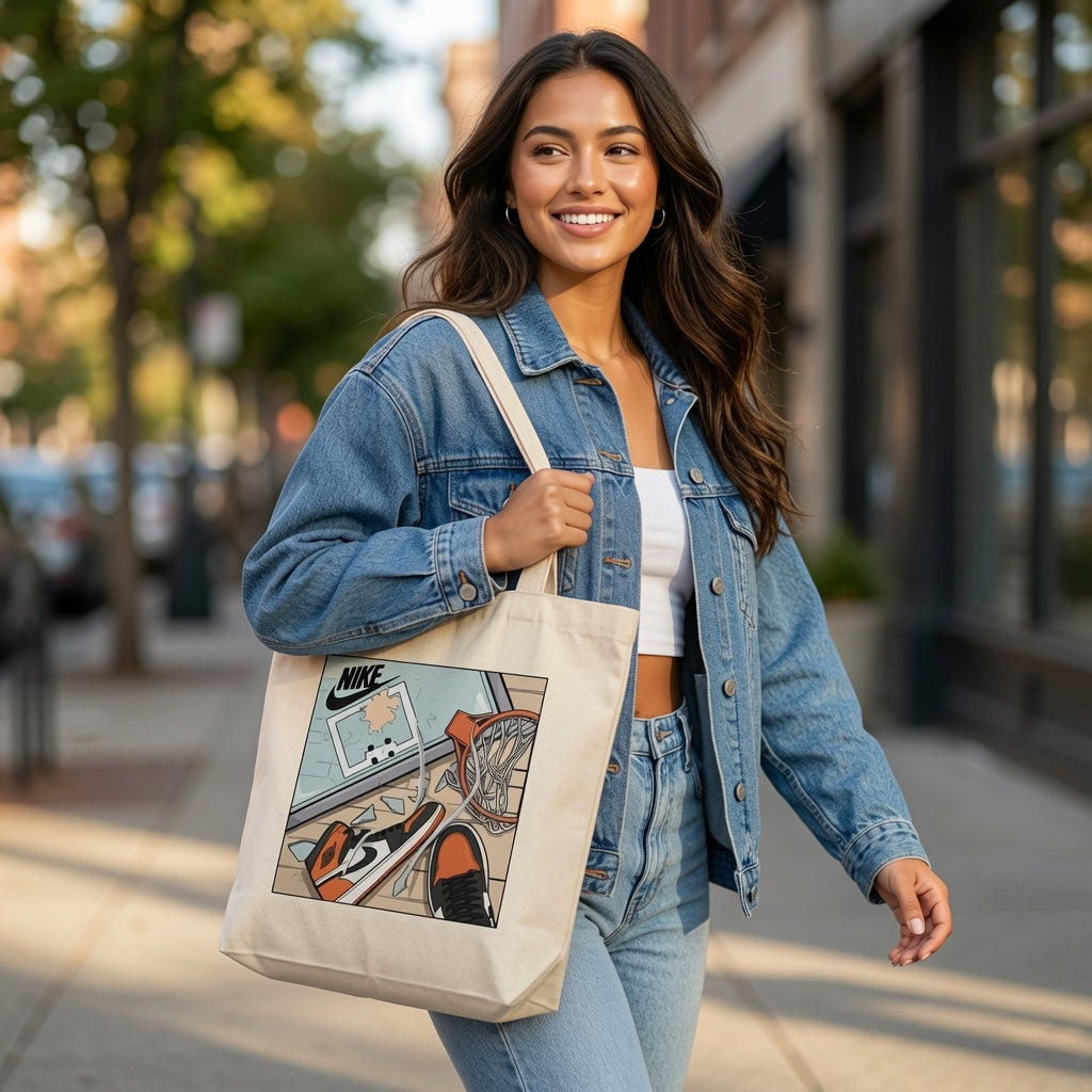 Shattered Backboard Sneaker Art Nike Cotton Canvas Tote Bag