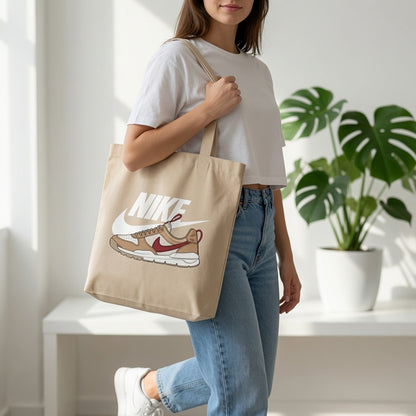 Retro Sneaker Graphic Canvas Tote Bag - Aesthetic Sneakerhead Shoulder Bag
