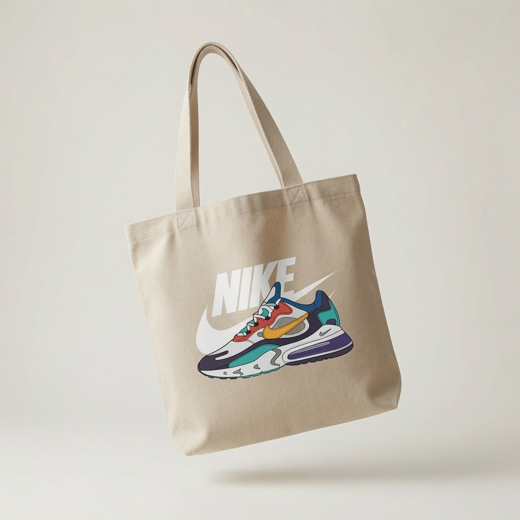 Retro Nike Air Max 270 React Sneaker Graphic Cotton Canvas Tote Bag