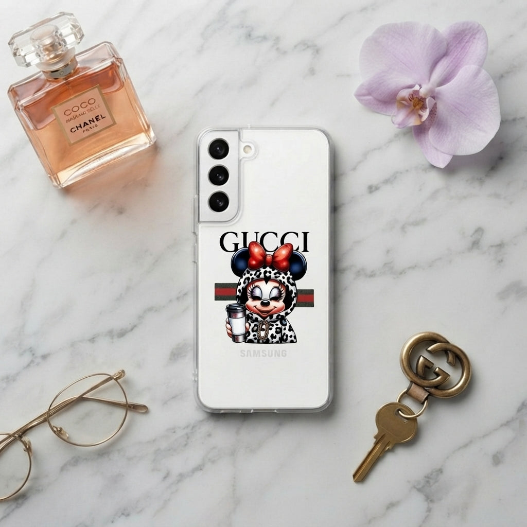 Leopard Hoodie Minnie Mouse Coffee Break Clear Case for Samsung Galaxy