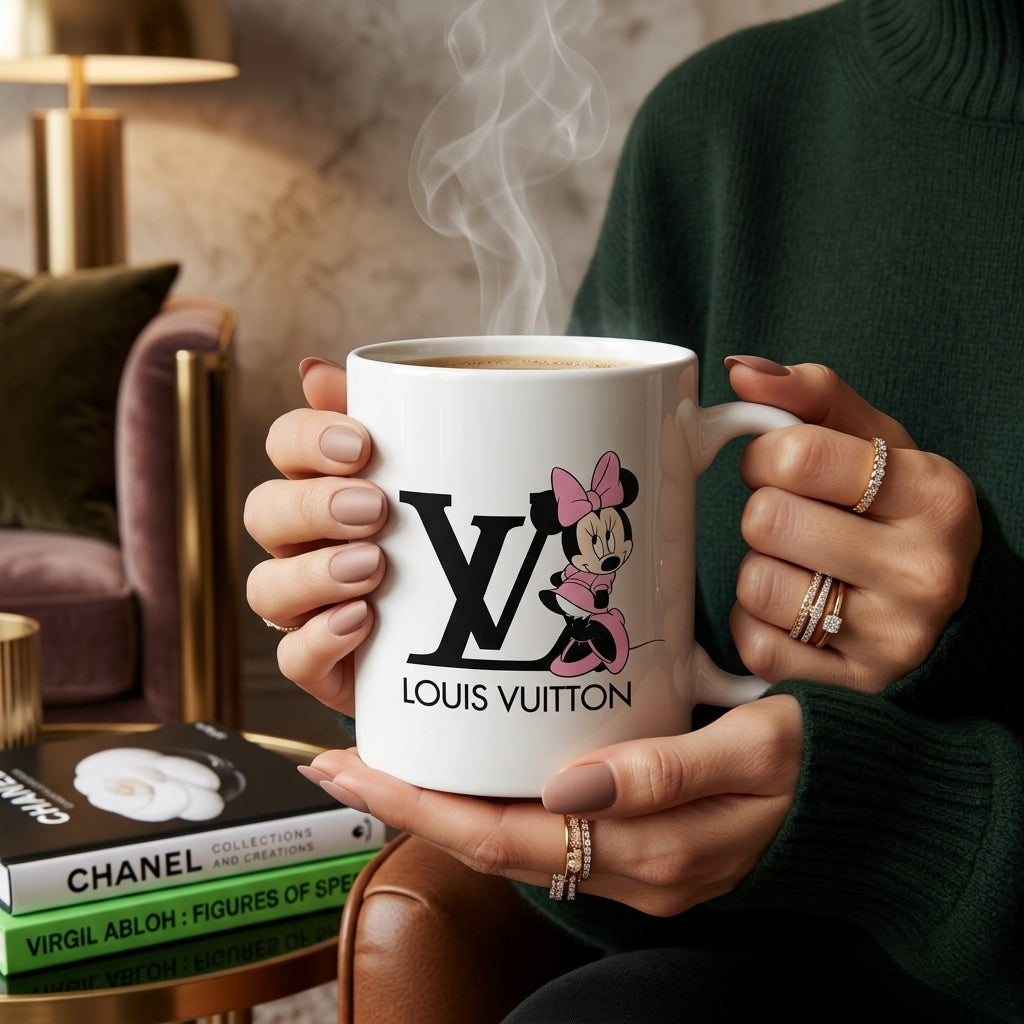Cute Pink Minnie LV Vinyl Sticker – Waterproof Decal for Mugs, Laptops & Tumblers