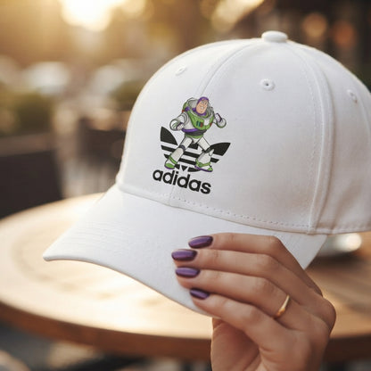 Space Ranger Hero Graphic White Baseball Cap - Adjustable Streetwear Hat